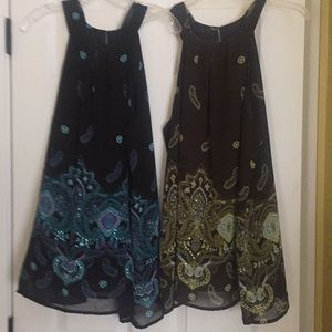 2 for 1 Sheer Lined Tunics w/ Sequined Accents!